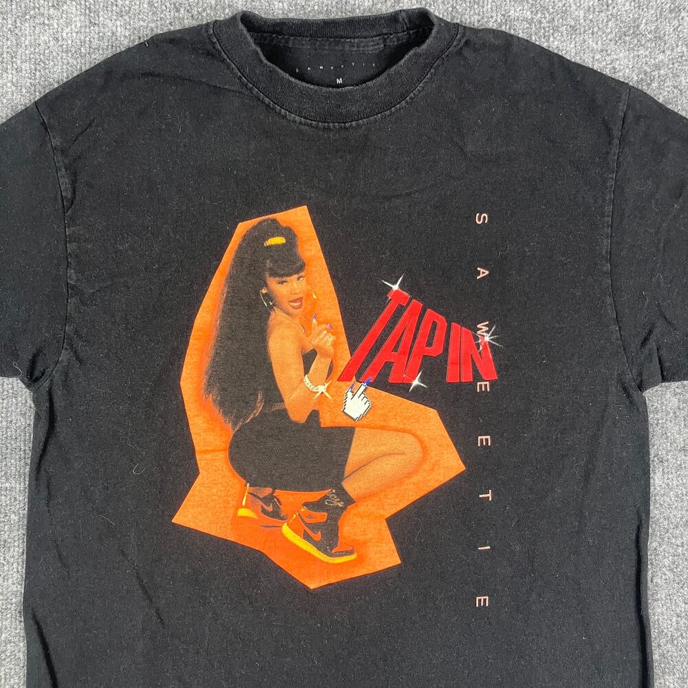 Saweetie T-Shirt Mens Medium‎ Black Tap In Graphic Tee Rap Hip Hop Concert Tour